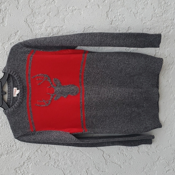 Cat & Jack Gray & Red Reindeer Deer Christmas Holiday Sweater Size XL - Picture 4 of 6